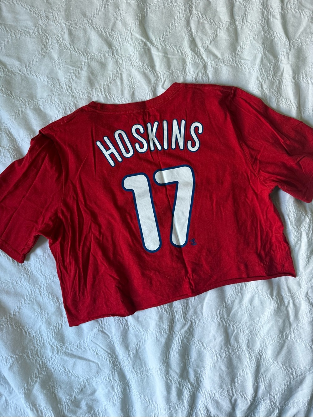 Philadelphia Phillies Rhys Hoskins 17 Nike Tee Size Youth XL Cropped T-Shirt